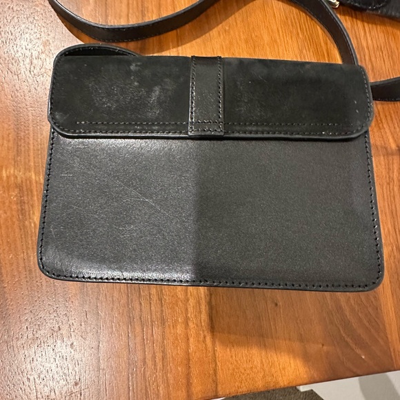 & Other Stories Black Leather and Suede Crossbody Bag with Gold Ring - Picture 4 of 6